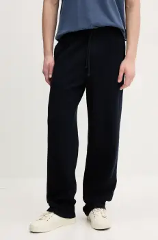 American Vintage pantaloni de trening barbati, culoarea albastru marin, neted, MRYV05BE25 imagine