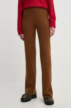 American Vintage pantaloni de trening de lana culoarea maro, neted, RAX05AH24 imagine