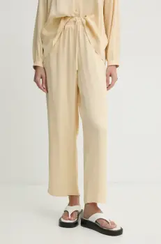 American Vintage pantaloni femei, culoarea bej, lat, high waist, UNY10BE25 imagine