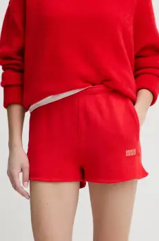 American Vintage pantaloni scurti femei, culoarea rosu, neted, high waist, IZU09AE25 imagine
