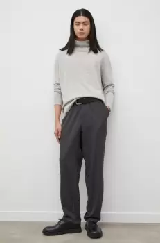 American Vintage pulover de lana barbati, culoarea gri, light, cu guler imagine