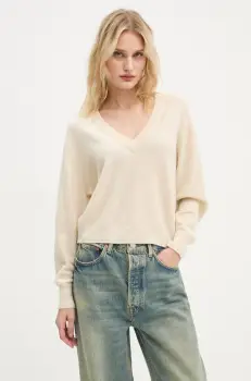 American Vintage pulover de lana femei, culoarea bej, light, RAX18AH24 imagine