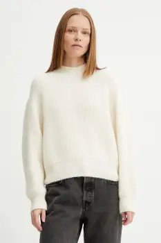 American Vintage pulover din amestec de lana culoarea bej, cu turtleneck, EAST18Q imagine