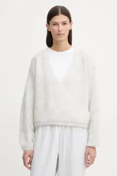 American Vintage pulover din amestec de lana culoarea gri, light, NUN18D imagine