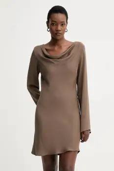 American Vintage rochie culoarea maro, mini, drept, TIDI14A imagine