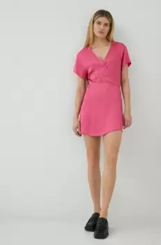 American Vintage rochie culoarea roz, mini, evazati imagine