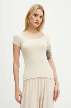 American Vintage tricou de lana culoarea bej, RAX18CH24 imagine