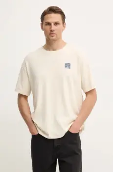 American Vintage tricou din bumbac barbati, culoarea bej, cu imprimeu, MYKO02AE25 imagine