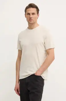 American Vintage tricou din bumbac barbati, culoarea bej, neted, MDEV02AE25 imagine