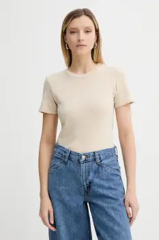 American Vintage tricou din bumbac culoarea bej, SON28G imagine