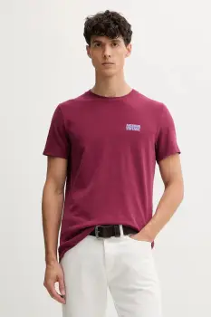 American Vintage tricou din bumbac culoarea bordo, uni, MYKO02C imagine