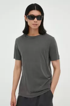 American Vintage tricou din bumbac culoarea gri, neted imagine