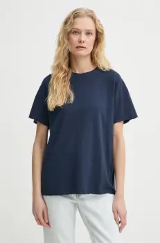 American Vintage tricou din bumbac femei, culoarea albastru marin, SON02FGE25 imagine