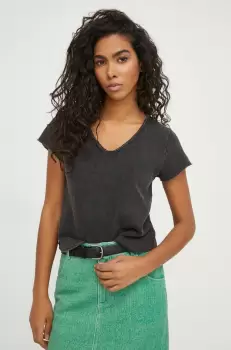 American Vintage tricou din bumbac femei, culoarea gri imagine