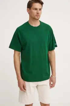 American Vintage tricou din bumbac TEE-SHIRT MC COL ROND barbati, culoarea verde, melanj, MLAW02DE24 imagine