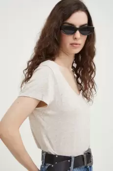 American Vintage tricou femei, culoarea bej imagine