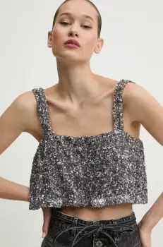 Aniye By bluza femei, culoarea argintiu, cu imprimeu, 181392 imagine