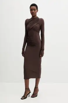 Aniye By rochie culoarea maro, mini, mulata, 181323 imagine