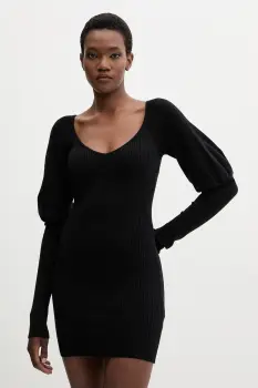 Aniye By rochie din lana culoarea negru, mini, mulata, 181052 imagine