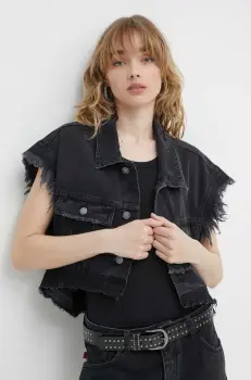 Aniye By vesta de blugi femei, culoarea negru, de tranzitie, 185128 imagine