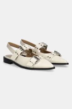 Answear Lab balerini de piele culoarea alb, cu toc deschis imagine