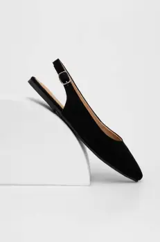 Answear Lab balerini din piele intoarsa culoarea negru, cu toc deschis imagine