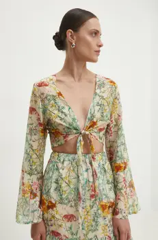 Answear Lab bluza cu matase culoarea verde, modelator imagine