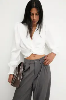 Answear.LAB bluza culoarea alb, neted imagine