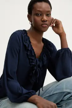 Answear.LAB bluza culoarea albastru marin, neted imagine