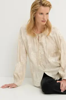 Answear Lab bluza culoarea bej, cu imprimeu imagine