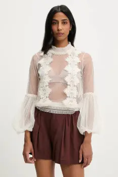 Answear Lab bluza culoarea bej, cu imprimeu imagine