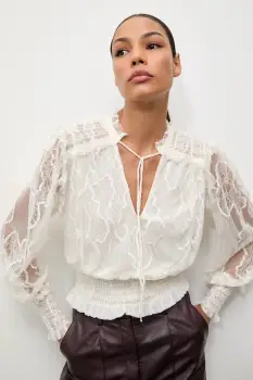 Answear.LAB bluza culoarea bej, neted imagine