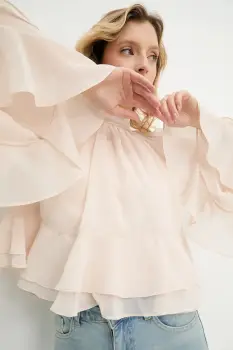 Answear Lab bluza culoarea bej, neted imagine