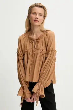 Answear Lab bluza culoarea bej, neted imagine