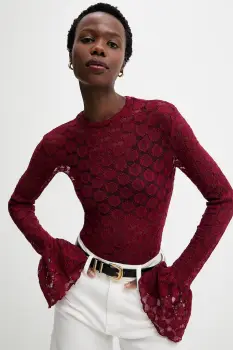 Answear.LAB bluza culoarea bordo, neted imagine