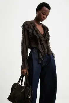 Answear.LAB bluza culoarea maro imagine