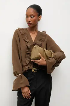 Answear.LAB bluza culoarea maro, neted imagine