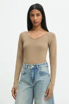 Answear Lab bluza culoarea maro, neted imagine