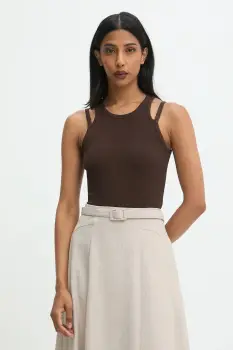 Answear.LAB bluza culoarea maro, neted imagine