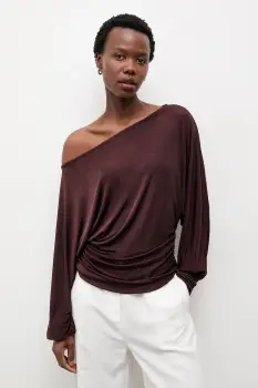 Answear.LAB bluza culoarea maro, neted imagine