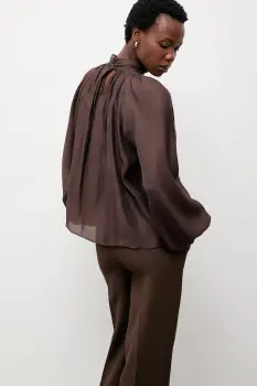 Answear.LAB bluza culoarea maro, neted imagine