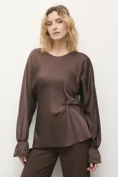 Answear.LAB bluza culoarea maro, neted imagine