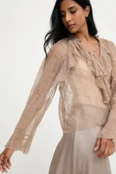 Answear.LAB bluza culoarea maro, neted imagine