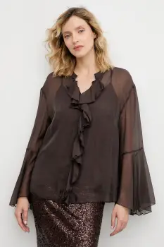 Answear.LAB bluza culoarea maro, neted imagine