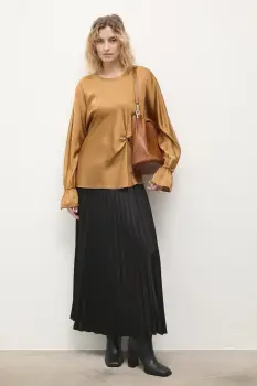 Answear.LAB bluza culoarea maro, neted imagine