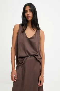 Answear.LAB bluza culoarea maro, neted imagine