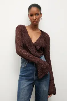 Answear.LAB bluza culoarea maro, neted imagine