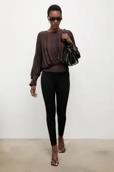 Answear.LAB bluza culoarea maro, neted imagine