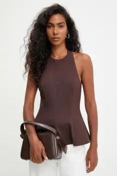 Answear.LAB bluza culoarea maro, neted imagine