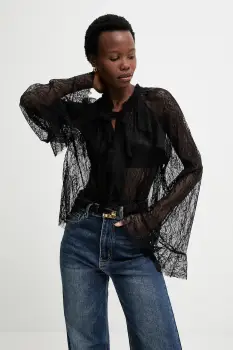 Answear.LAB bluza culoarea negru, in modele florale imagine